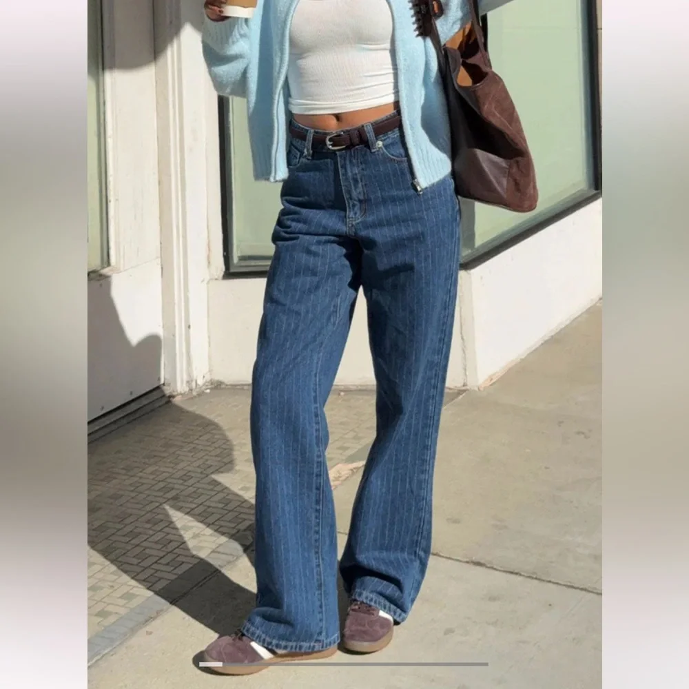 beginning boutique pinstripe slouchy jeans - Picture 4 of 7